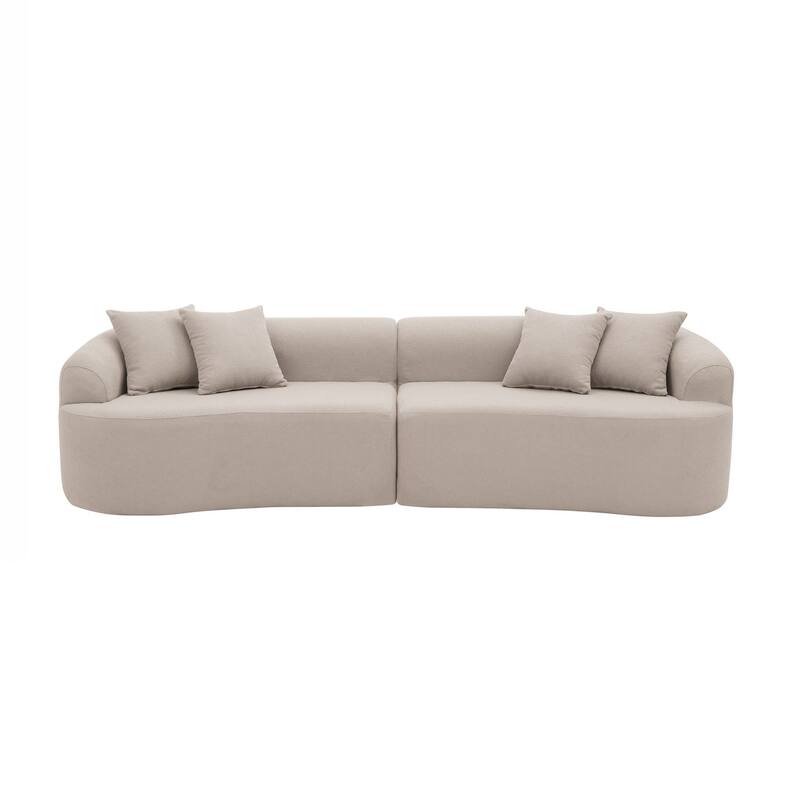 Curved Modular Sectional Sofa in Lamb's Wool Fabric, Modern Minimalist Style, Compressed (No Assembly Required)