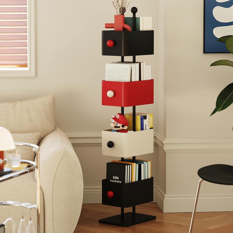 Box Bookshelf Bedside Shelf Side Table Placement Shelf Home Corner Placement Shelf Simple Colored Bedroom Iron Magazine Rack