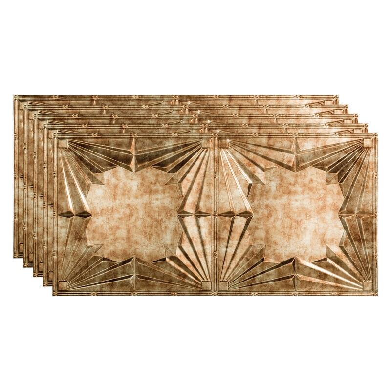 FASÄDE Art Deco Decorative Vinyl 2ft x 4ft Glue Up Ceiling Panel in Bermuda Bronze (5 Pack) - 5 Pack - Bermuda Bronze