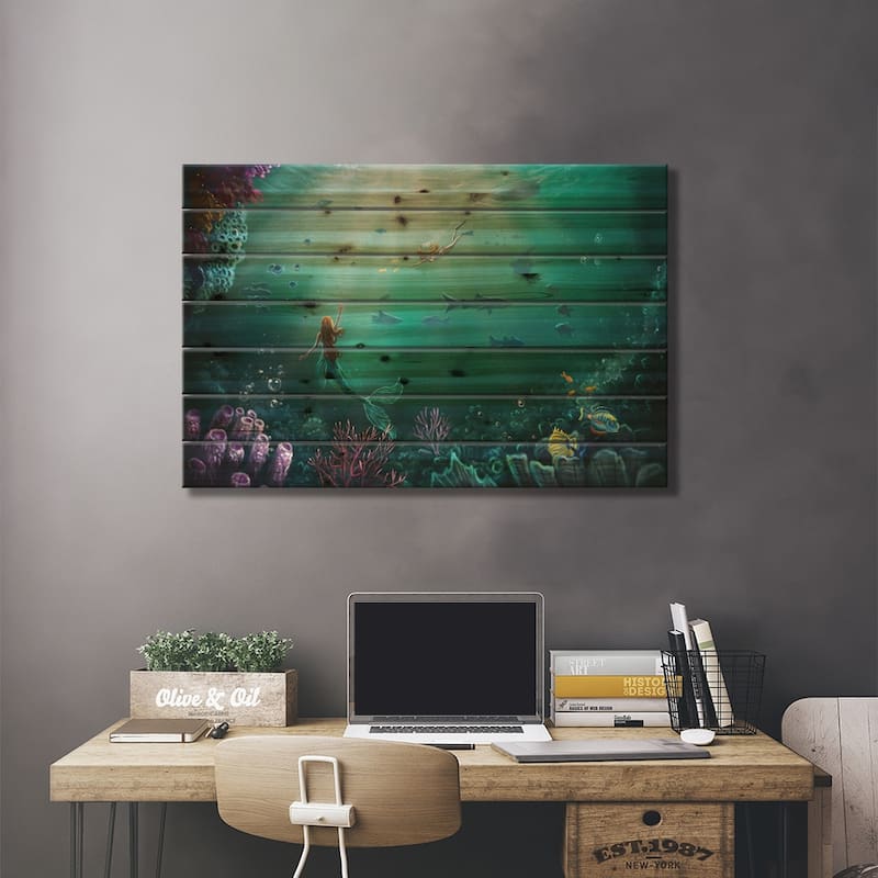 Enchanted Bay Print On Wood by Anastasia Evgrafova - Multi-Color