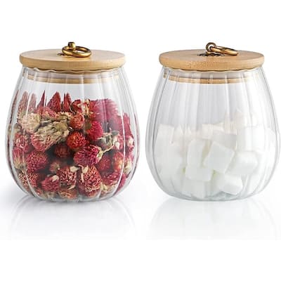Glass Canisters with Airtight Bamboo Lids