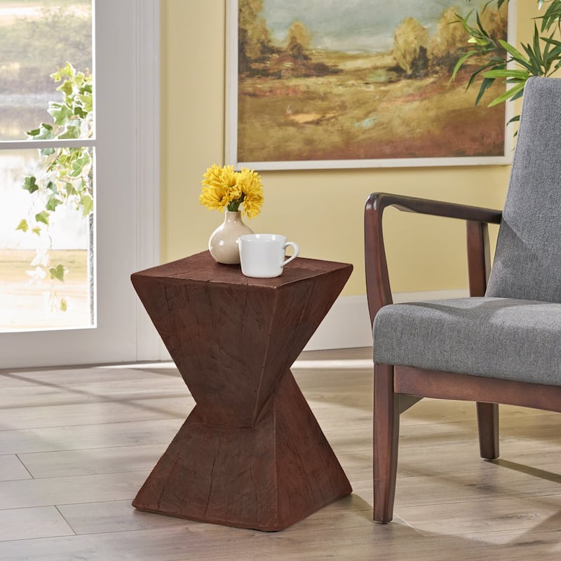 Anmytek Dark Brown Geometric Accent Table,Stylish Cent Table Compatible with Living Room, Bedroom, or Office - Brown