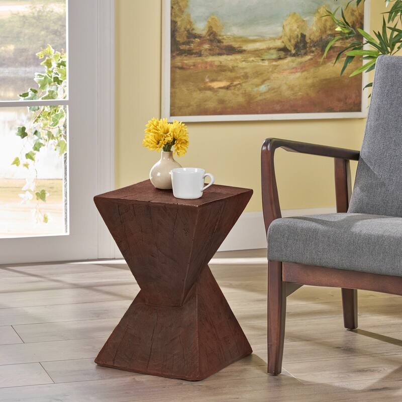 Geometric MGO Side Table Wood-like Finish End Table