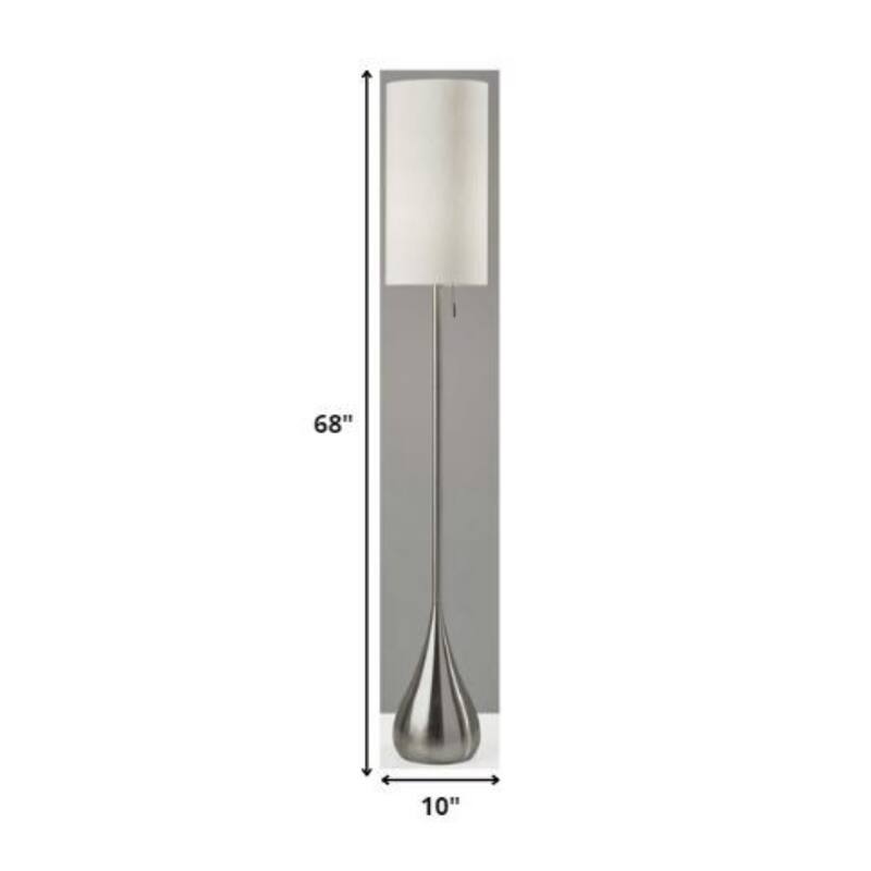 Silver Metal Drum Shade Floor Lamp with Pull Chain 68 Inches - 10” x 10” x 68” (D x W x H)