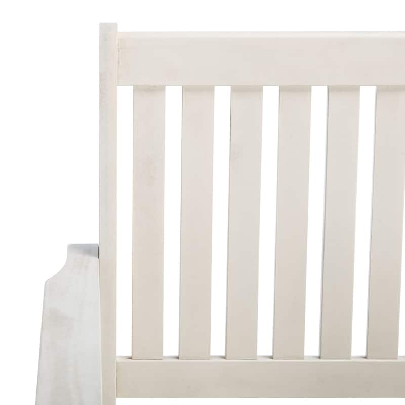 SAFAVIEH Outdoor Kya Solid Wood Twin Seat Bench - 24Wx65Dx35H