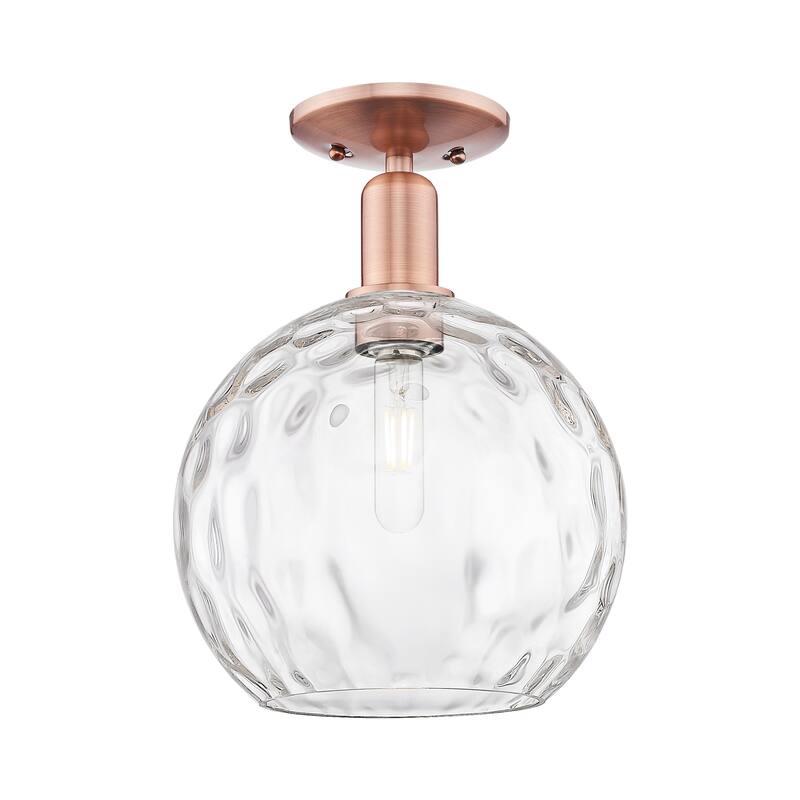 Innovations Lighting Endless Possibilities Arcadia - Athens Water Glass - 1 Light 10" Semi-Flush Mount - Antique Copper