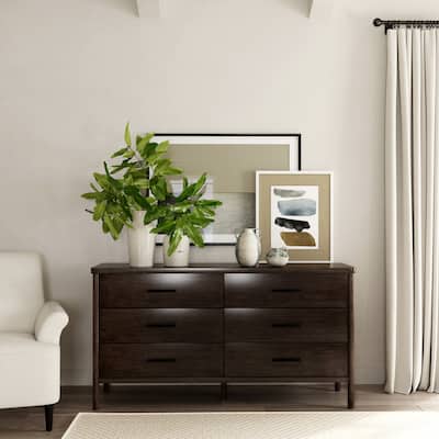 Lennon 6 Drawer Rounded Leg Wood Dresser