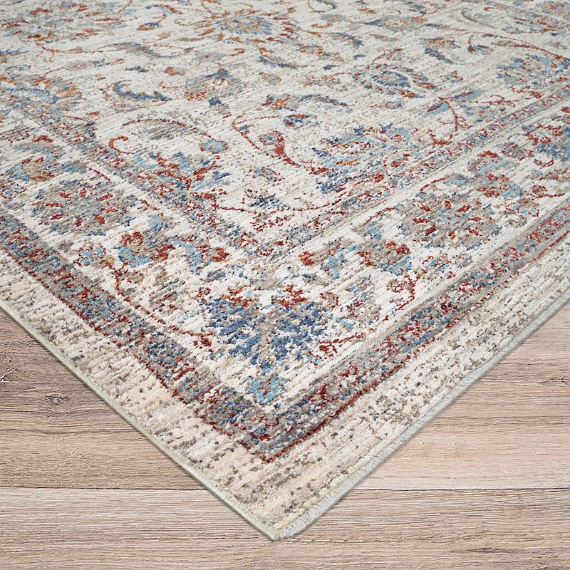 Dream Decor Rugs Remnier Floral Trabriz Antique Cream Fringed Area Rug