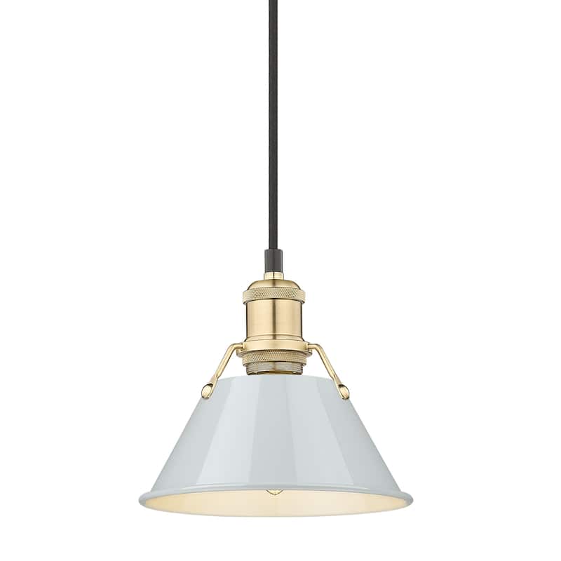 Yep by Golden Lighting Orwell 1-light 8in Pendant in Brushed Champagne Brass and Dusky Blue shade - Gold