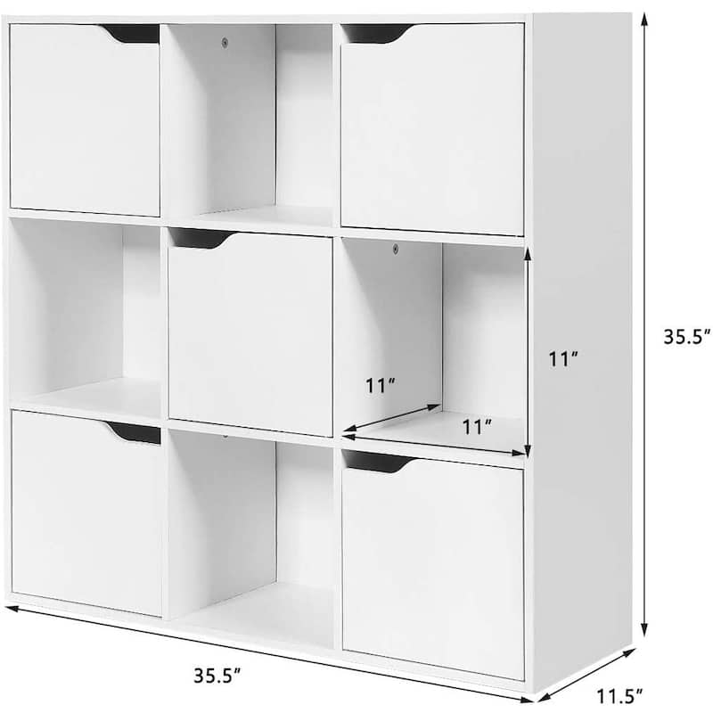 9 Cube Wooden Bookcase Freestanding Storage Shelf for Home Office