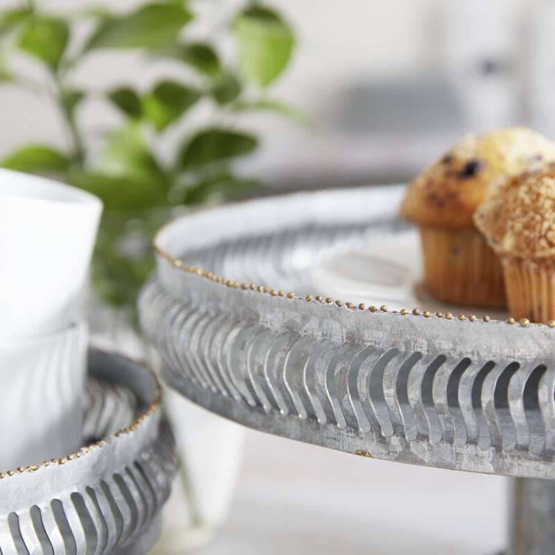 Metal Galvanized Cake Stand - Set of 2 Gray - Roche River Decor