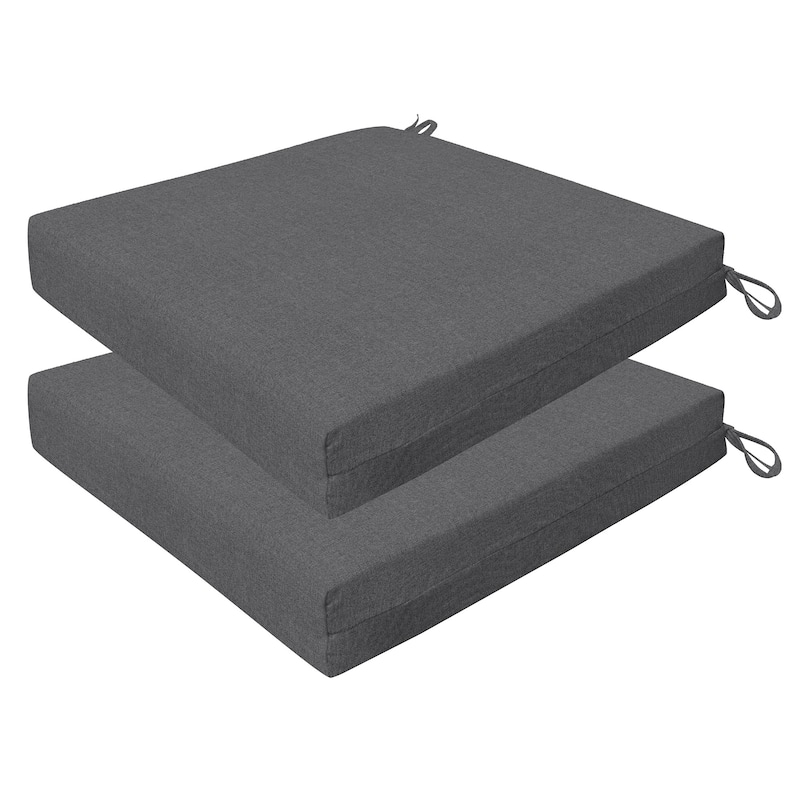 Outdoor Premium Dining Seat Cushion (2-Pack) - 20" wide x 20" deep x 4" thick - Heathered Solid Dark Grey
