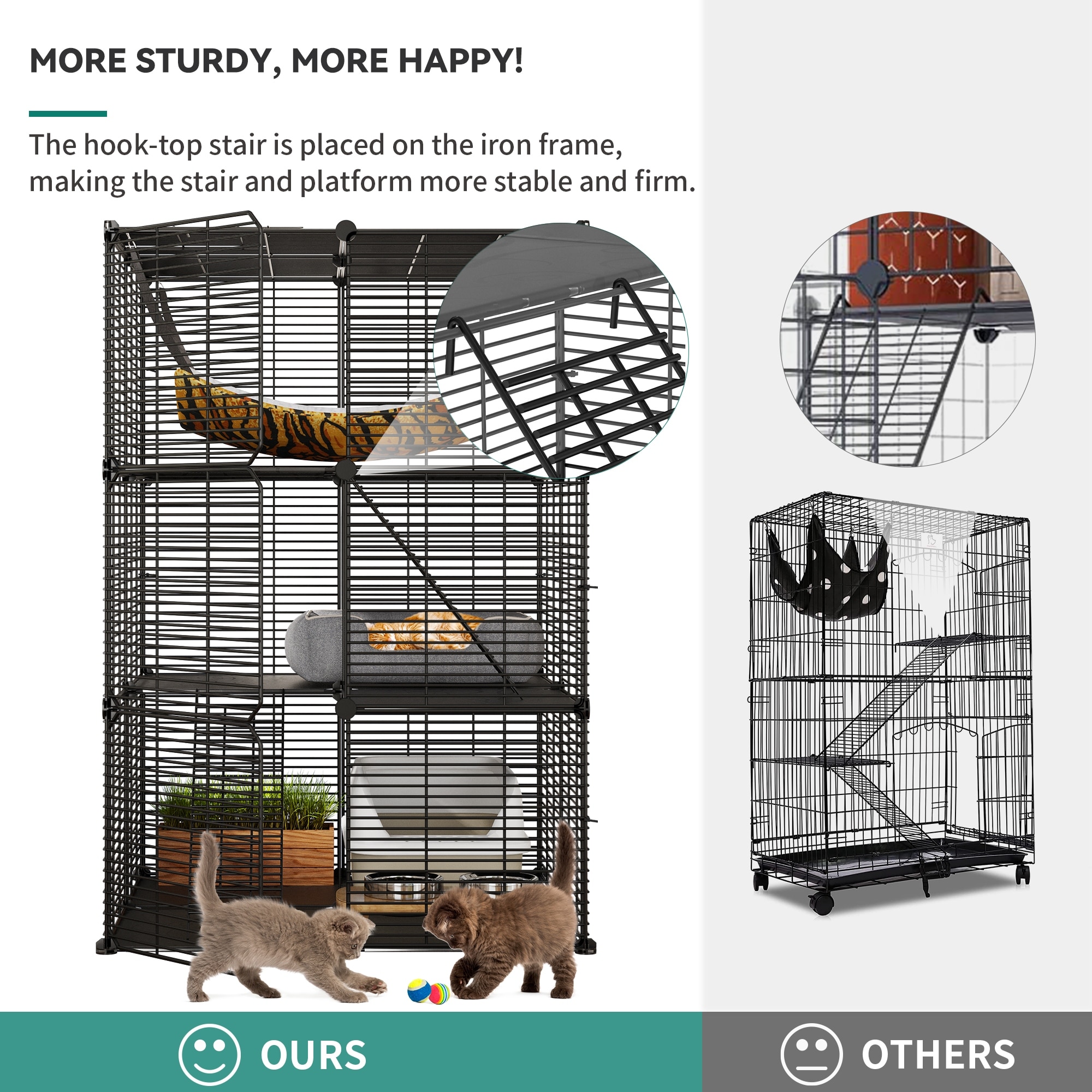 Cat Cage Indoor Cat Enclosures DIY Cat Playpen Metal Kennel with