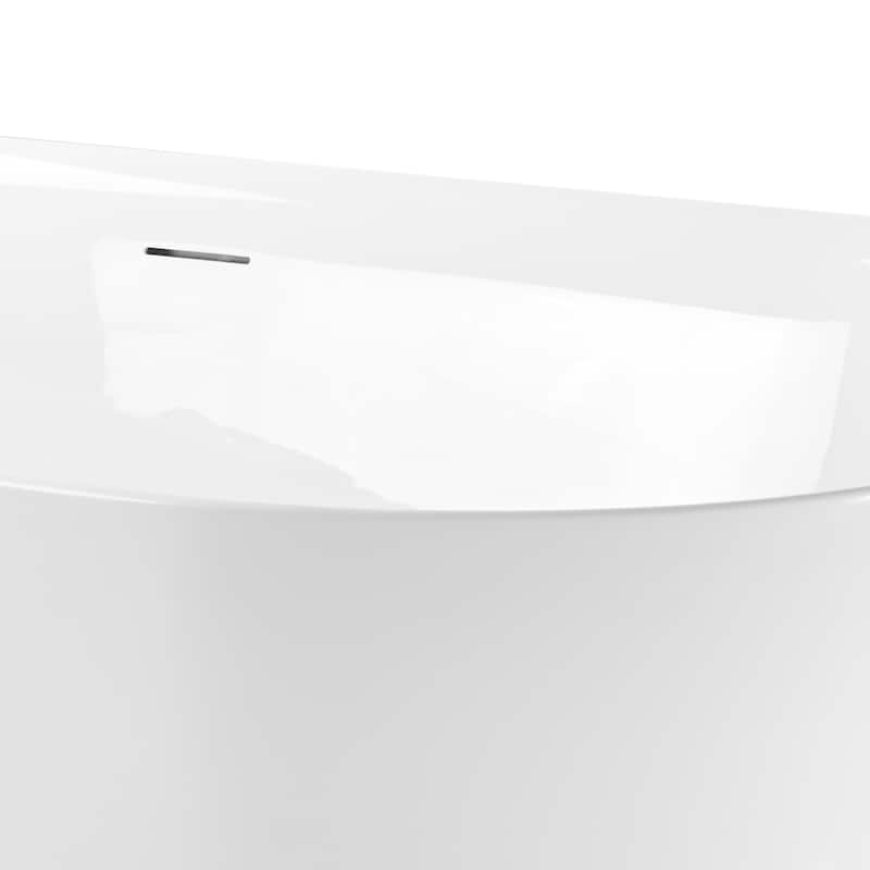 59" Glossy White Acrylic Freestanding Spa Soaking Bathtub