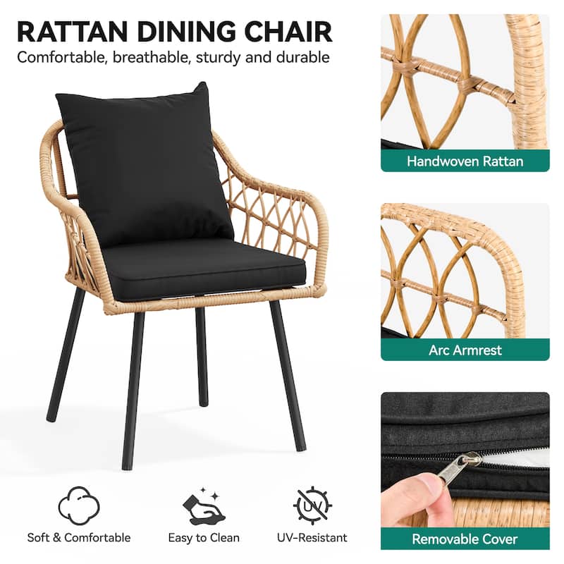 Moasis 4-Person Patio Bistro Set Wicker Dinner Table Set