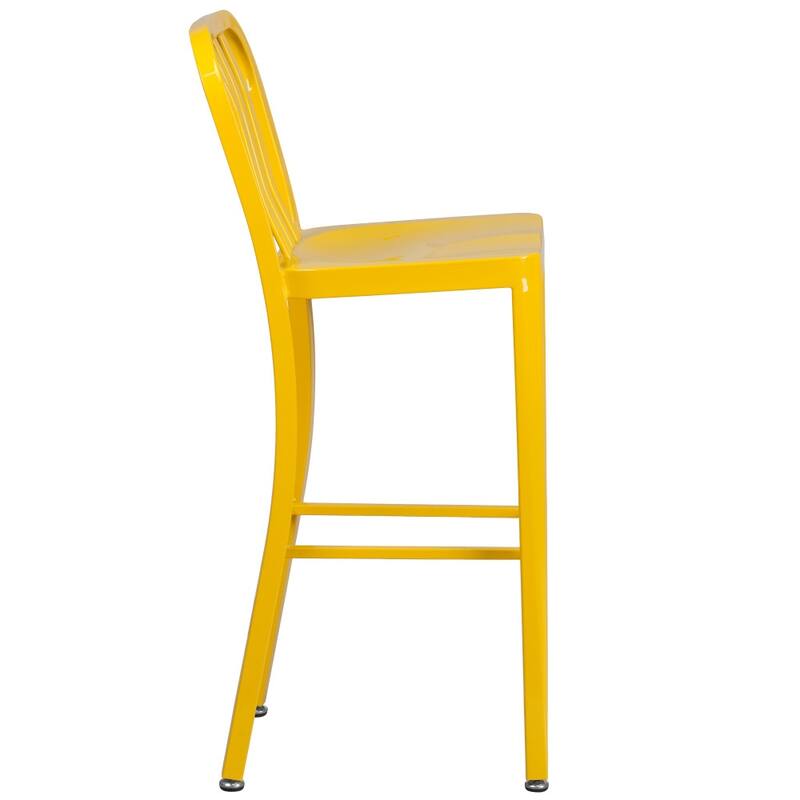 30'' High Metal Indoor-Outdoor Barstool with Vertical Slat Back