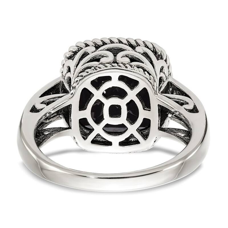 Curata 925 Sterling Silver With 14k Simulated Onyx Ring