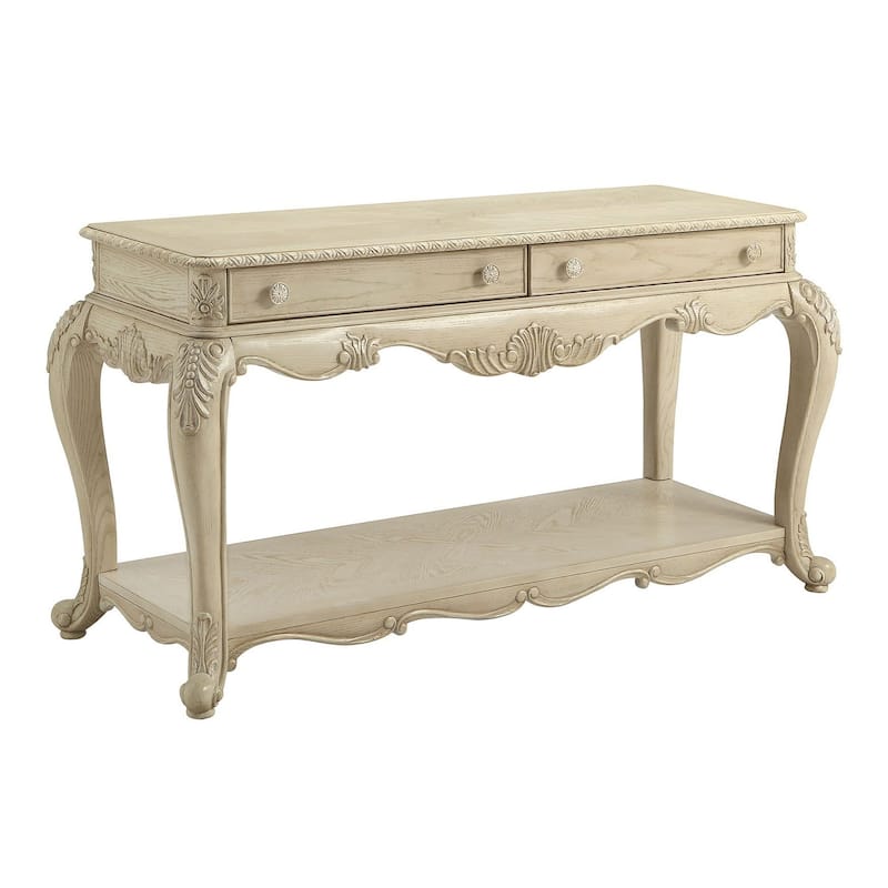 2 Drawers and 1 Open Compartment Sofa Table in Antique White - Antique White
