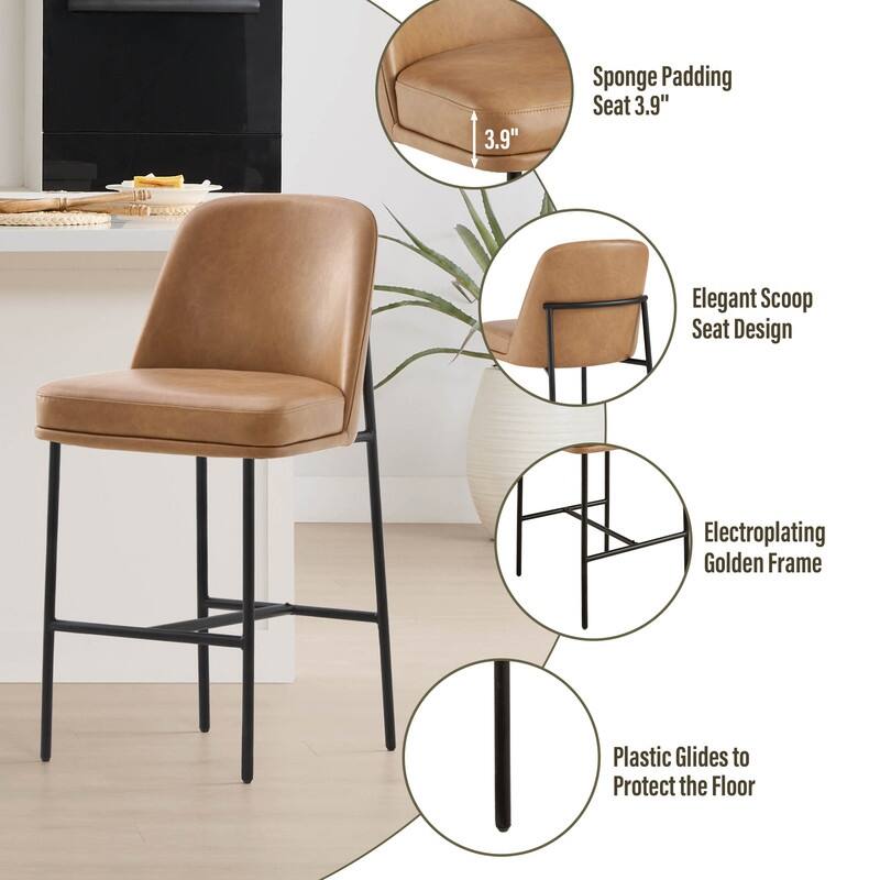 Evelyn Modern 27 inch Counter Height Bar Stool Set of 2