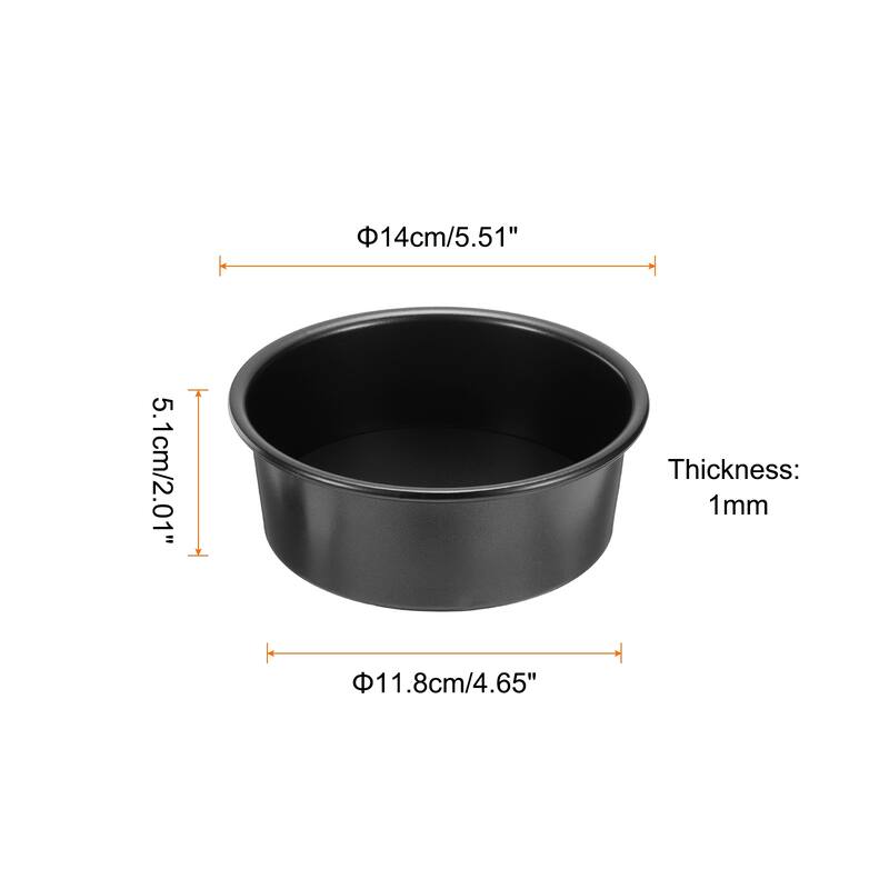 2Pcs Round Cake Pan with Removable Loose Bottom Anodized Aluminum Baking Pan - Black - 5"