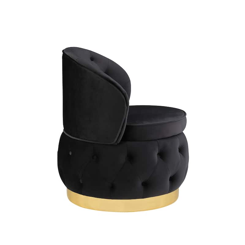25.2" Velvet Swivel Barrel Chair with Storage