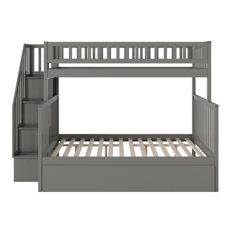 Woodland Staircase Bunk Bed with Twin Trundle in Grey