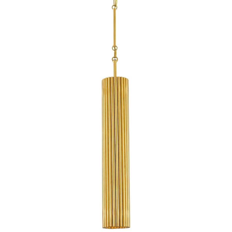 Currey & Company Penfold Gold Pendant - 28"h x 4.5"dia