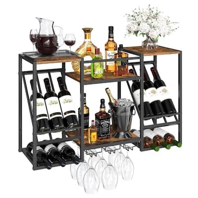 Wall Mounted Wine Rack - 33.4"D x 11"W x 20.4"H
