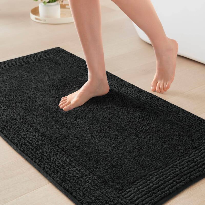 1 PCS 24x36"Tufted 3000 GSM Reversible Bath Rug Black - 3' x 2'