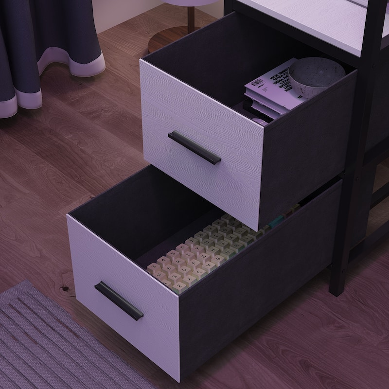 39.4" French Gaming Computer Desk with Power Outlet, 24 Colors & 2 Drawers