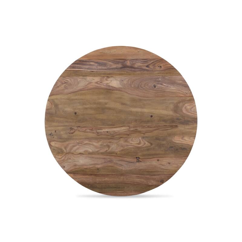 Solid Wood Round Dining Table with Cross Metal Legs - 51"