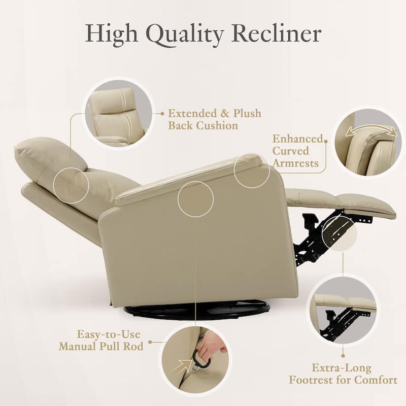 Fabric Recliner Sofa Chair Swivel Rocking Footrest-Single Seat for Living Room