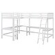 preview thumbnail 10 of 14, Contemporary Wood Twin Size L-Shaped Loft Bed with Ladder and 2 Built-in L-Shaped Desks, 2 Beds in 1, Solid Construction, White
