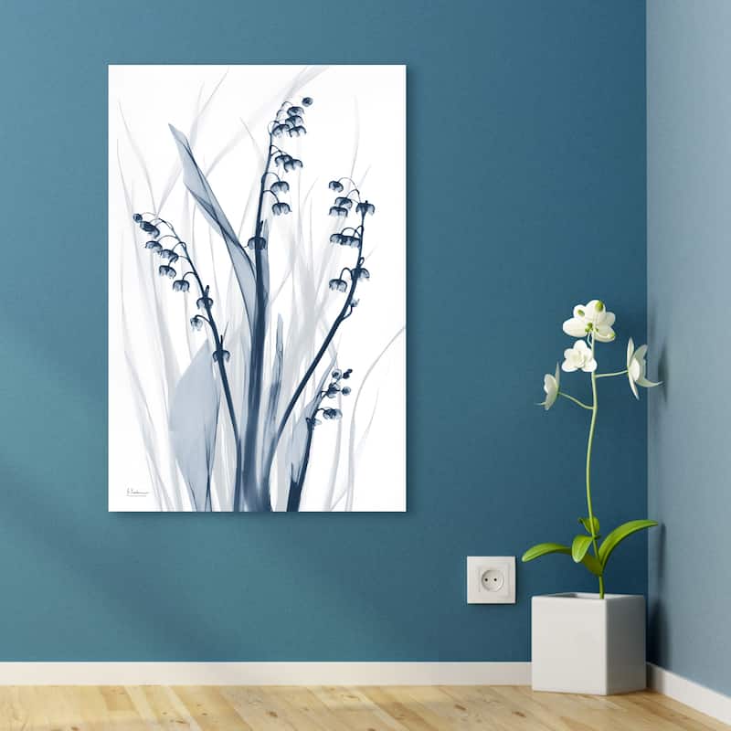 "Radiant Blues 1&2" Frameless Free Floating Tempered Glass Panel Graphic Wall Art