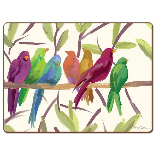 Cala Home Hardboard Placemats Flock Together Set of 4 15.5x11.25x