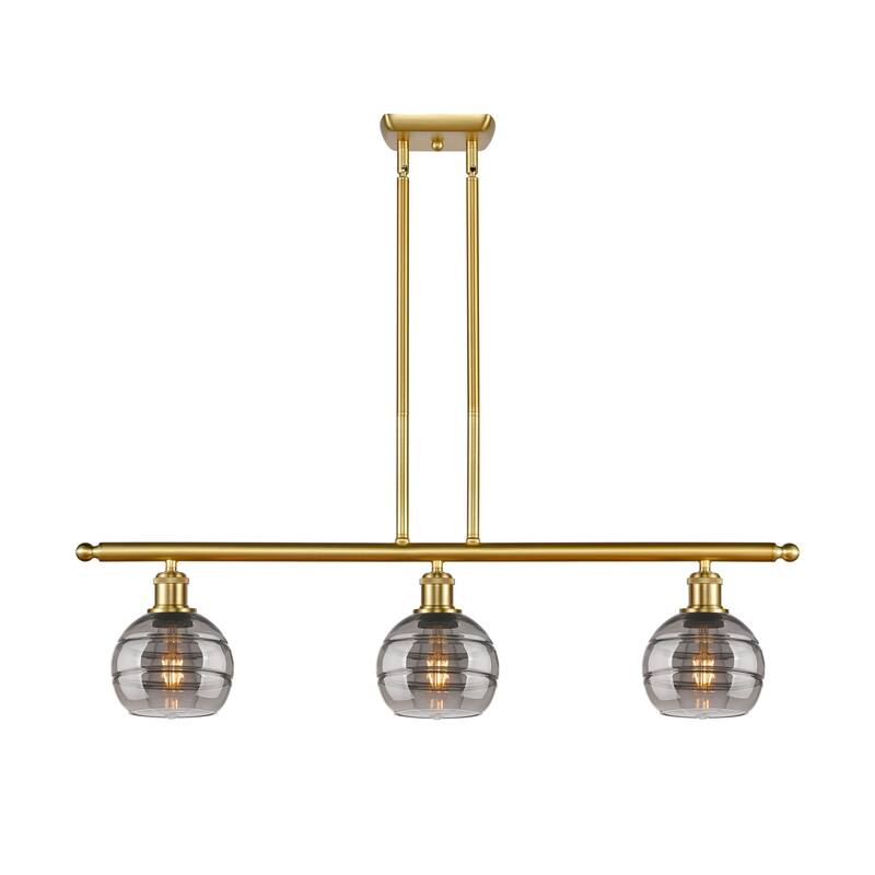 Innovations Lighting 516-3I-8-36 Rochester Linear Rochester 3 Light - Satin Gold / Smoked