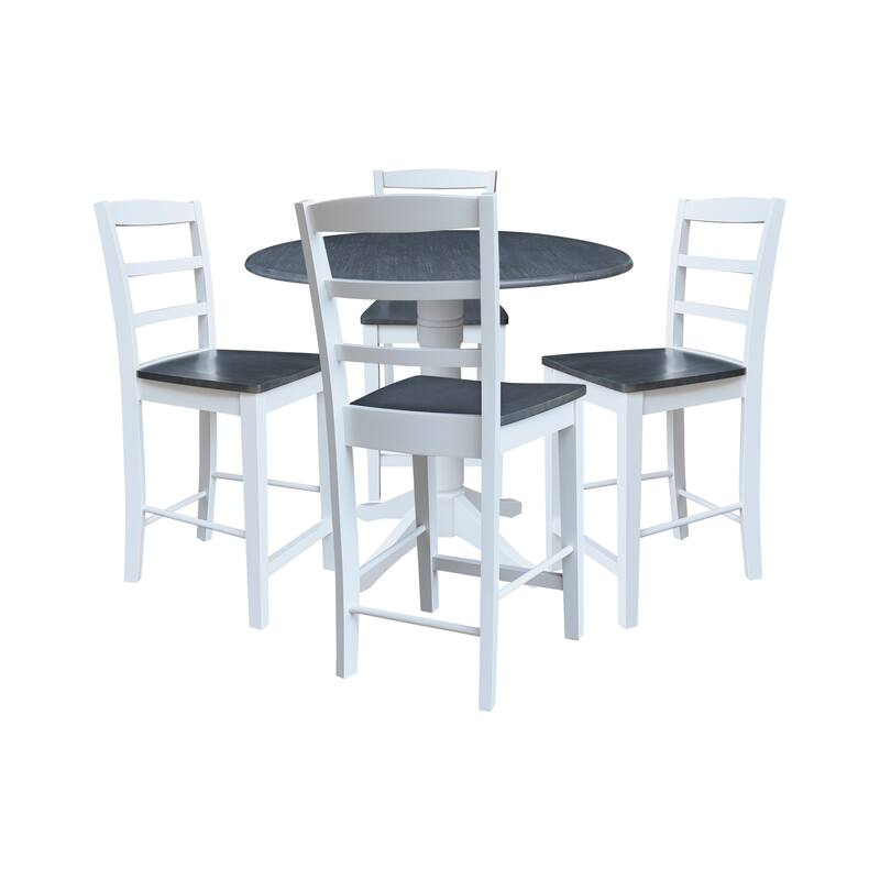 42" Round Top Dual Drop Leaf Pedestal Table with Stools - 5-Piece