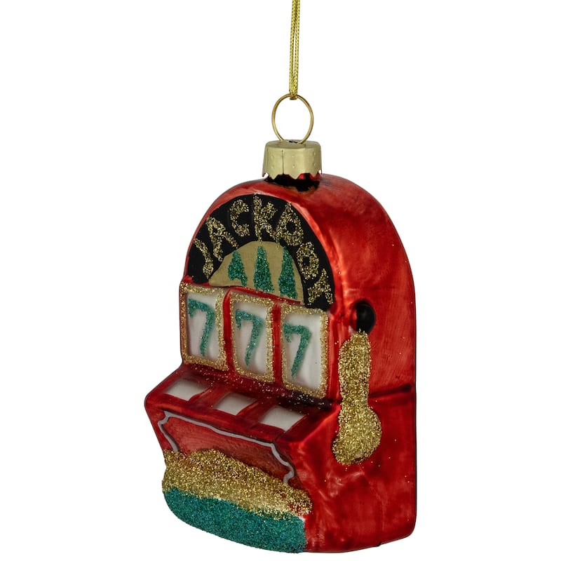 3.25" Lucky 7's Jackpot Slots Glass Christmas Ornament - 3"