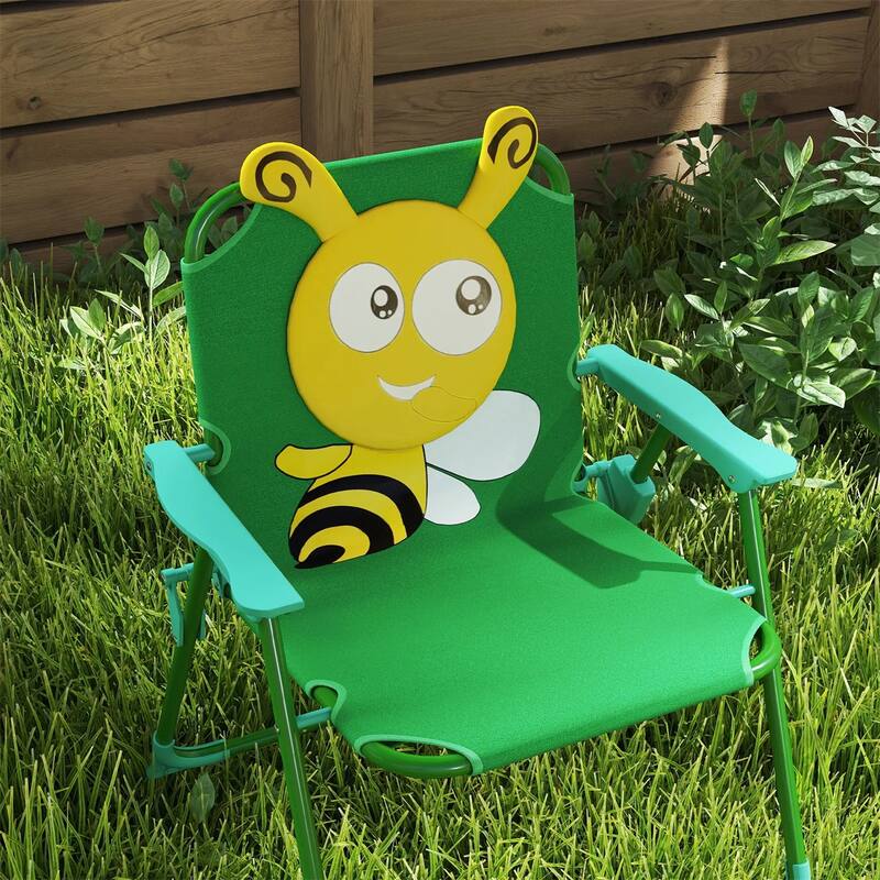 Kids Outdoor Picnic Table and Chair Set with Adjustable Umbrella Lion Pattern Foldable Table and Chairs for Ages 2-5