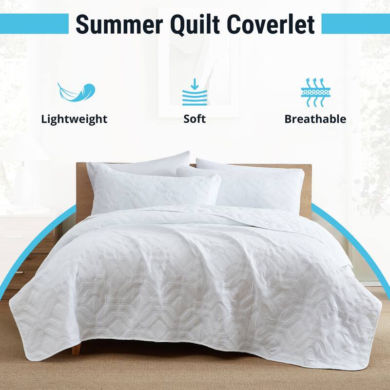 HLC.ME Logan - 3 Piece Size Quilt Set, Lightweight Bedspread Coverlet Set