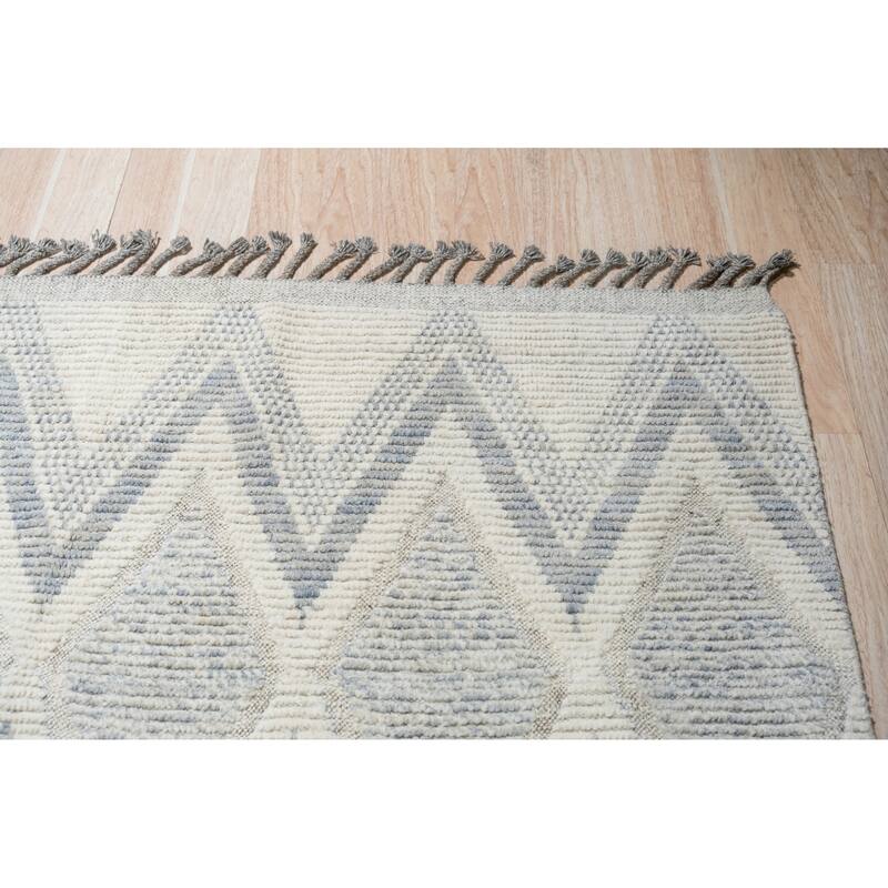 Home Decor Ivory Hand-Knotted Wool Contemporary Geometric Marrakech Handspun Area RugTimeless Elegance for Living Room, Bedroom,