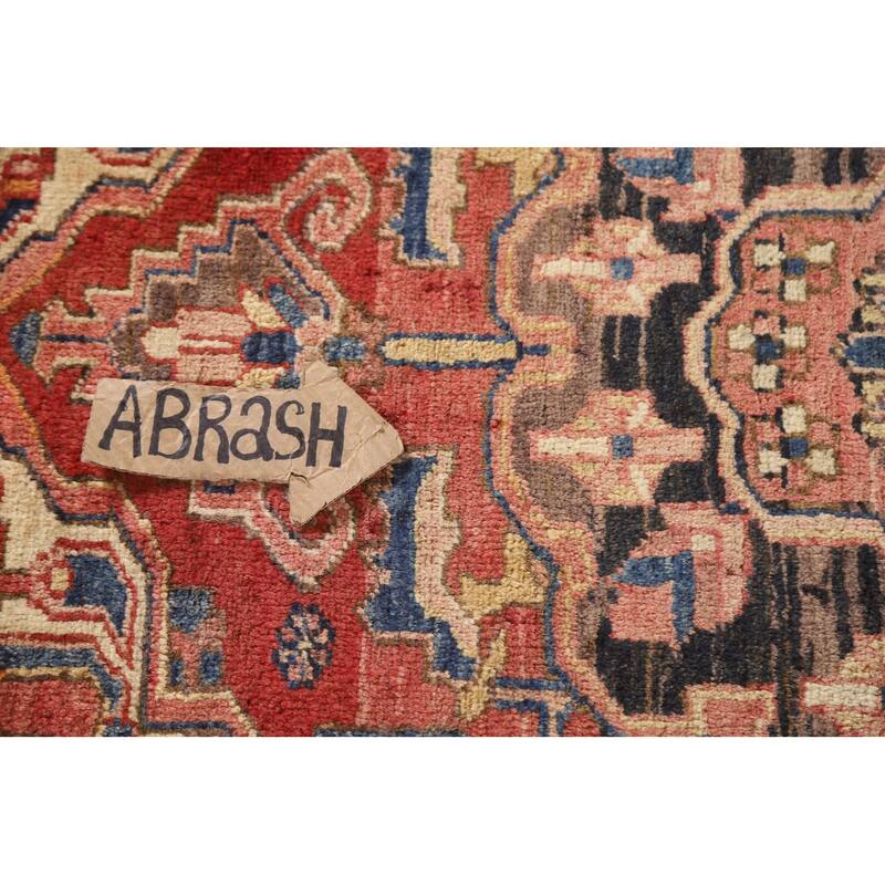 Vegetable Dye Heriz Persian Vintage Runner Rug Hand-knotted Carpet - 3'6"x 10'10"