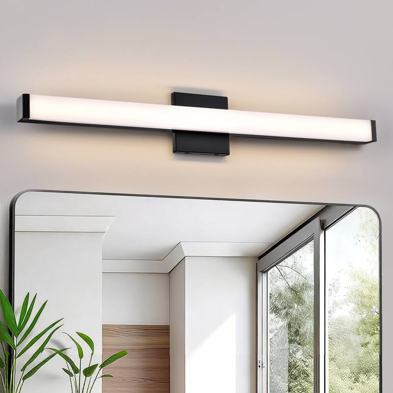 Modern Integrated LED Vanity Light Bar - 6 Variants (24in/30in, Matte Black/Brushed Nickel/Gold), 3000K, Damp Rated for Bathroom - 30 in. - Matte Black