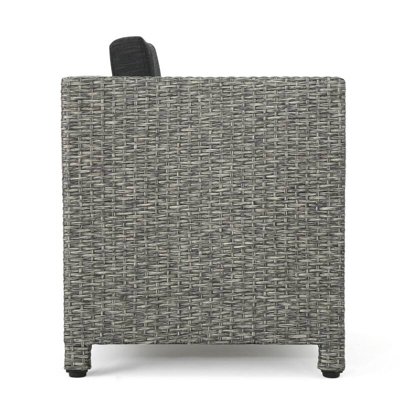 Roomfitters 4-Piece Wicker Patio Conversation Set with Cushions and Coffee Table
