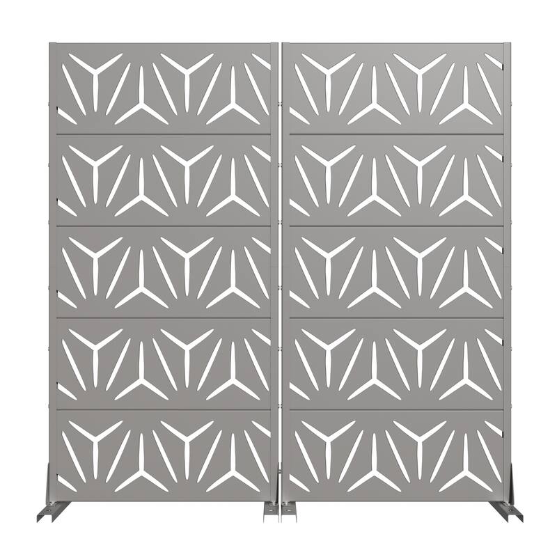 Dovelina Outdoor Freestanding Metal Privacy Screen Decorative Garden Fence (Set of 2)