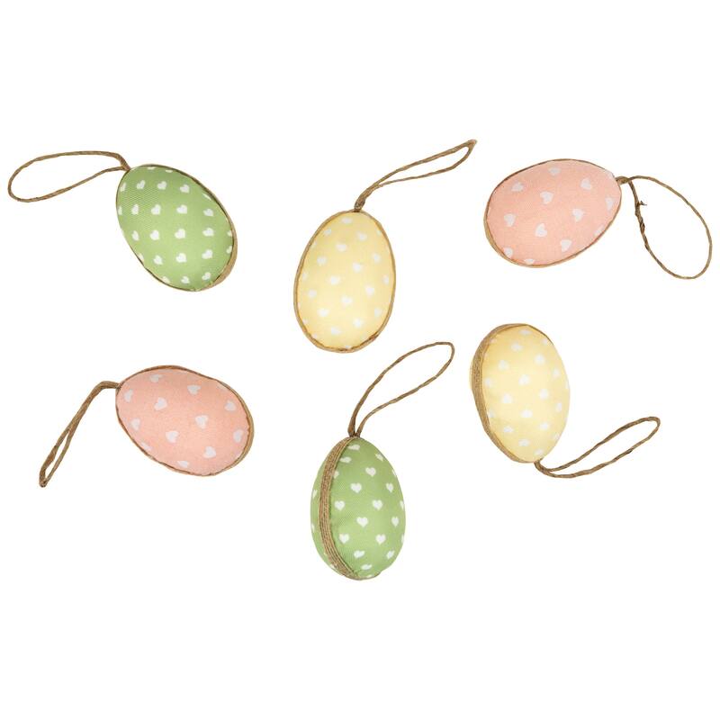 Fabric Pastel Easter Egg Ornament Decorations - 5.75" - Set of 6