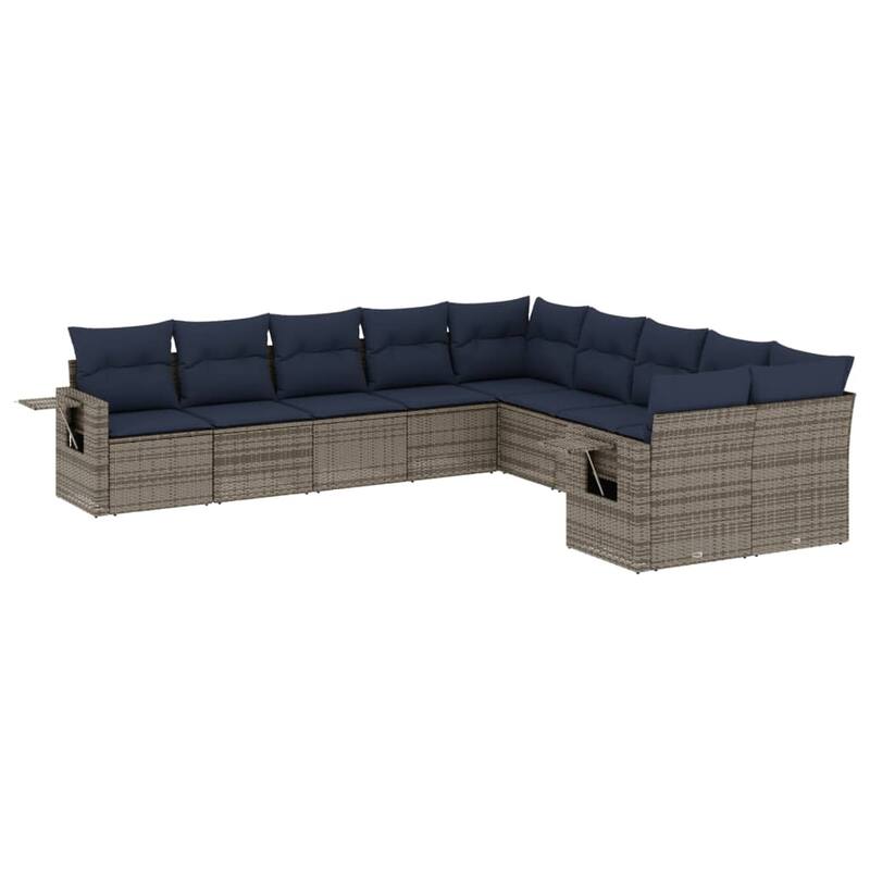vidaXL Patio Sofa Set with Cushions Outdoor Conversation Furniture Poly Rattan - 24.4 x 24.4 x 27.2