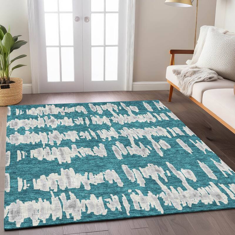 Machine Washable Indoor/ Outdoor Chantille Abstract Contemporary Rug