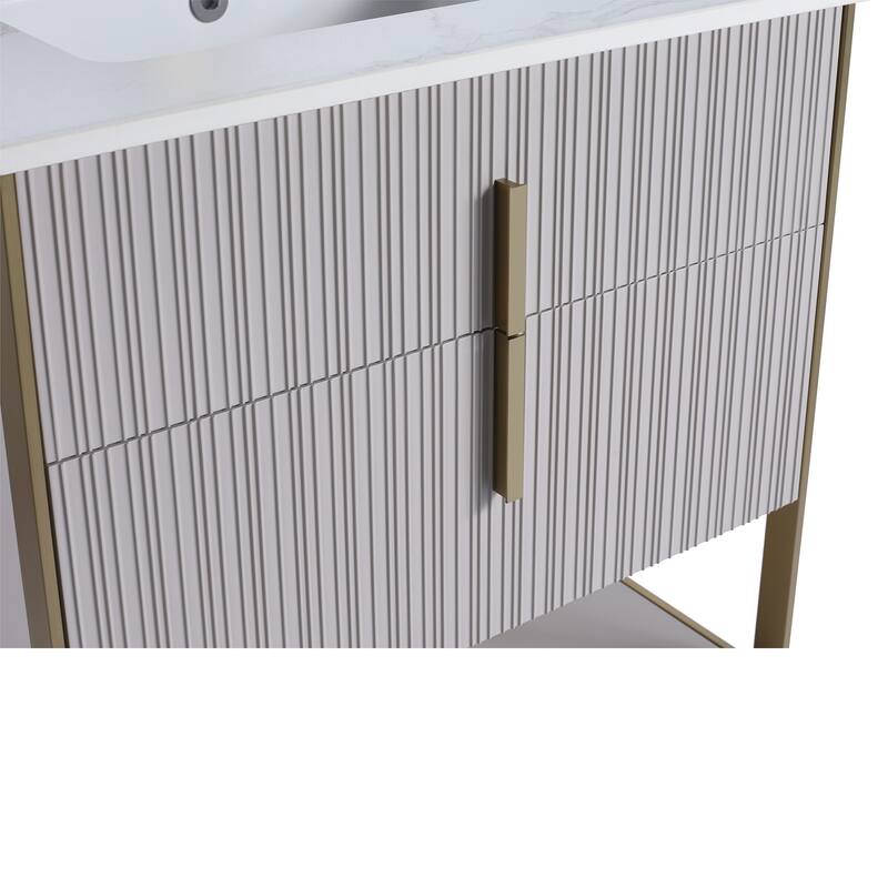 Fine Fixtures Serenity Modern Bathroom Vanity with White Carrara Stone Top