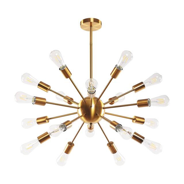 Modern 18-Light Gold Sputnik Sphere Chandelier - 28-in W x 14-in H
